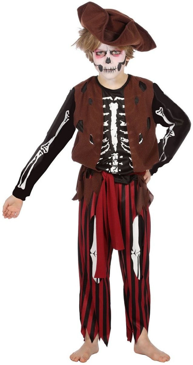 Spook & Skelet Kostuum | Uit De Mast Gevallen Zombie Piraat | Jongen | Maat 128 | Halloween | Verkleedkleding